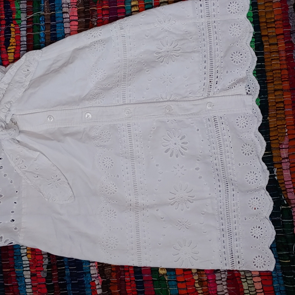 Veronica Beard White Eyelet Button-Down Mini Dress - Picture 3 of 15